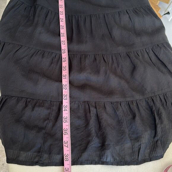 NWT LOFT Women’s Puff Sleeve Fit & Flare Mini Dress with Tiered Skirt Black  12 - Picture 11 of 14